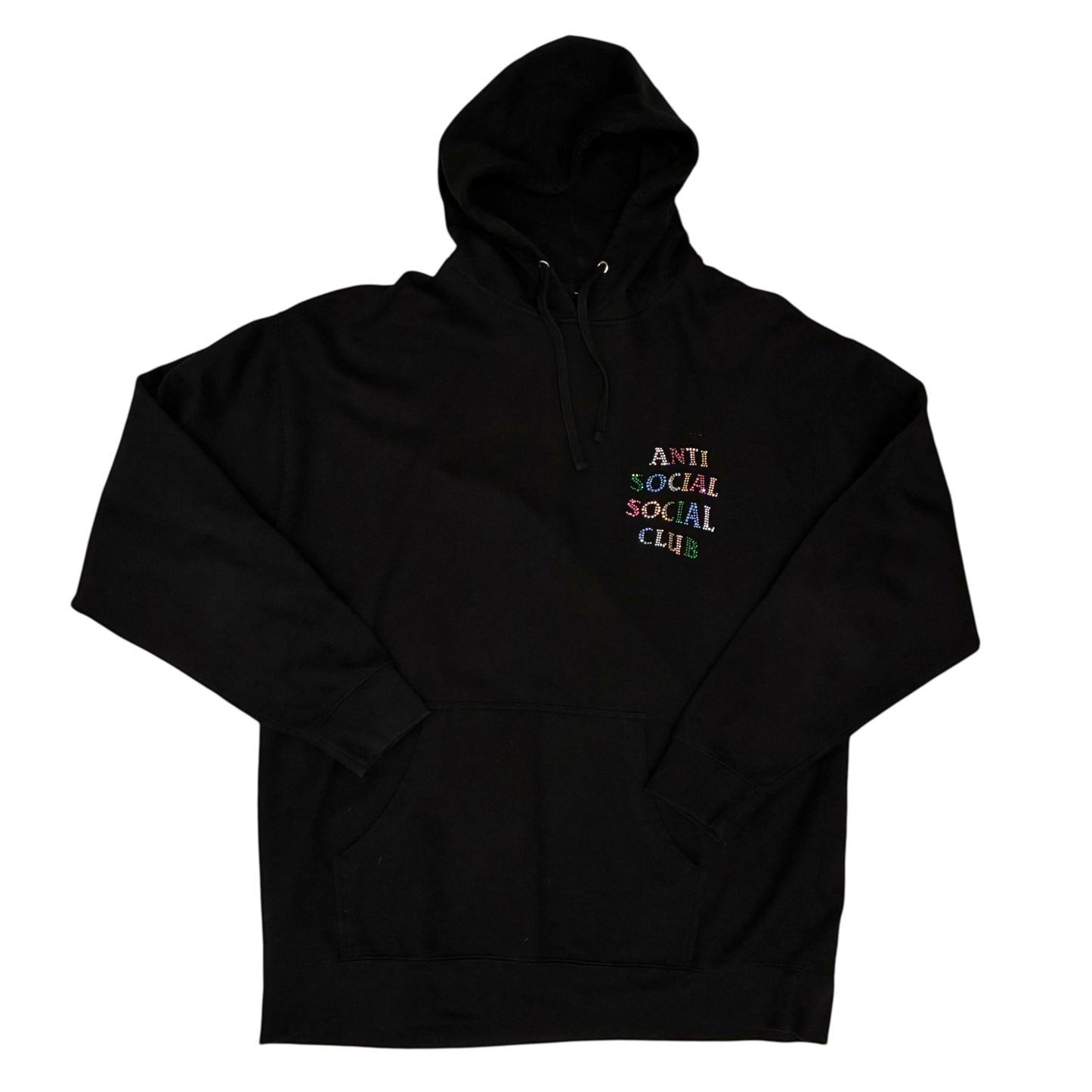 Anti Social Social Club - Multi Colored Rhinestone Black Hoodie Sweatshirt