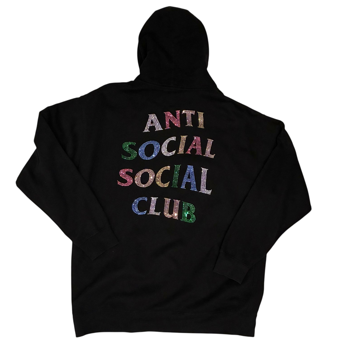 Anti Social Social Club - Multi Colored Rhinestone Black Hoodie Sweatshirt