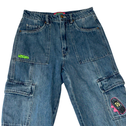 Empyre - Cargo Blue Denin Womens Baggy Jeans