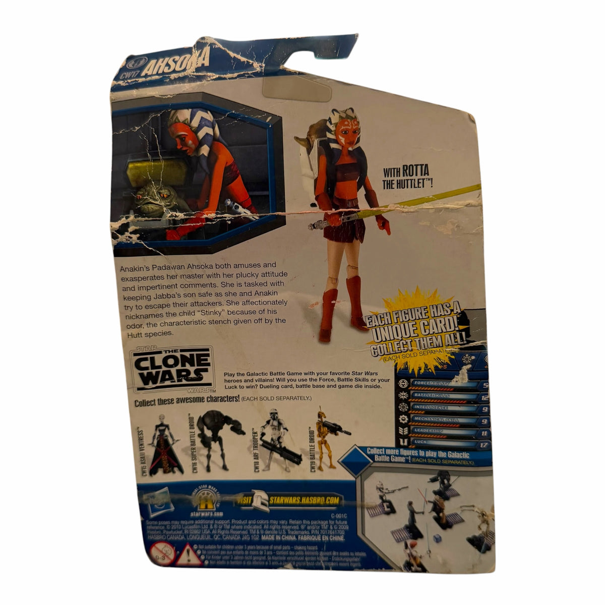 Vangsworld, Inc Star Wars The Clone Wars Ahsoka Tano action figure packaging back with character details and game card