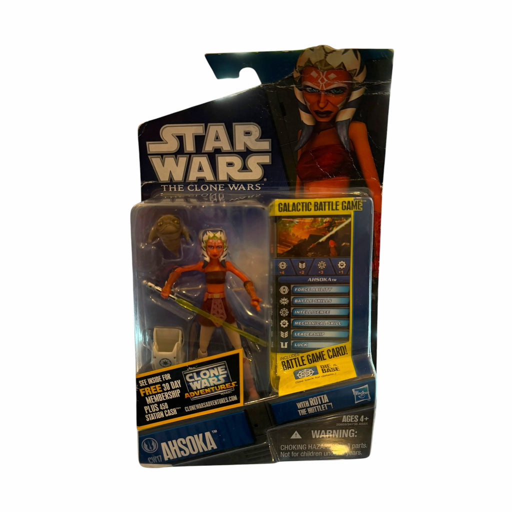 Vangsworld, Inc Star Wars The Clone Wars Ahsoka Tano action figure set with Rotta the Huttlet and battle game card