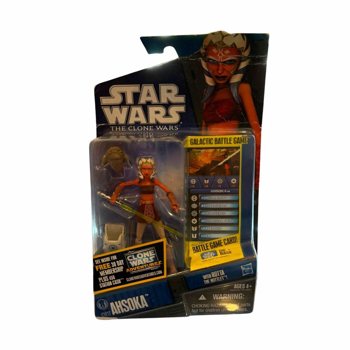 Vangsworld, Inc Star Wars The Clone Wars Ahsoka Tano action figure set with Rotta the Huttlet and battle game card