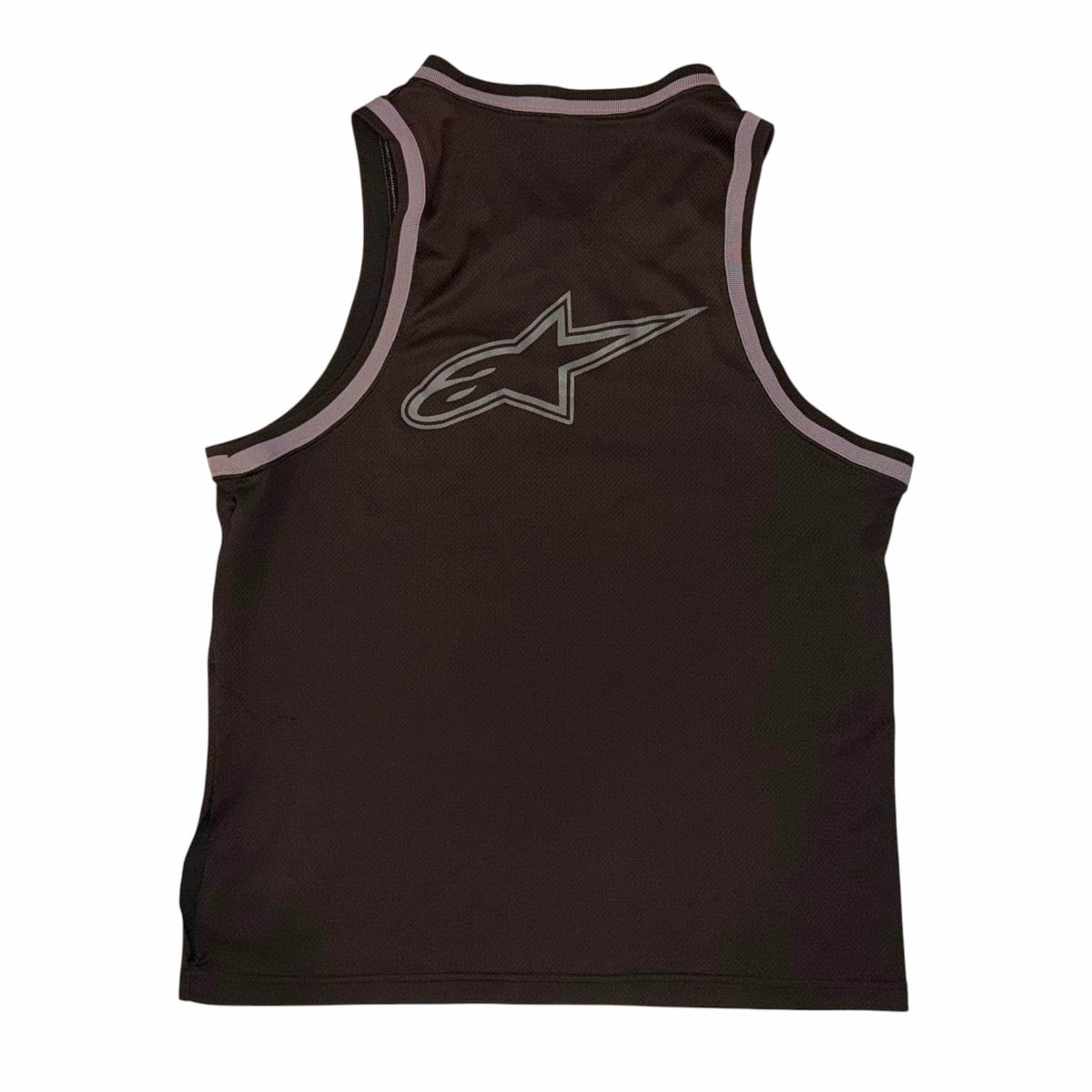 Vangsworld, Inc Alpinestars black mesh athletic tank top with grey trim and back logo detail