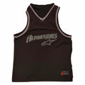 Vangsworld, Inc Alpinestars black mesh athletic tank top with grey trim and front graphic logo