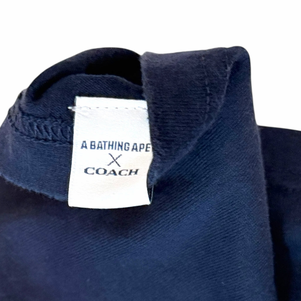 Vangsworld, Inc navy blue A Bathing Ape x Coach collaborative cotton t-shirt interior brand label