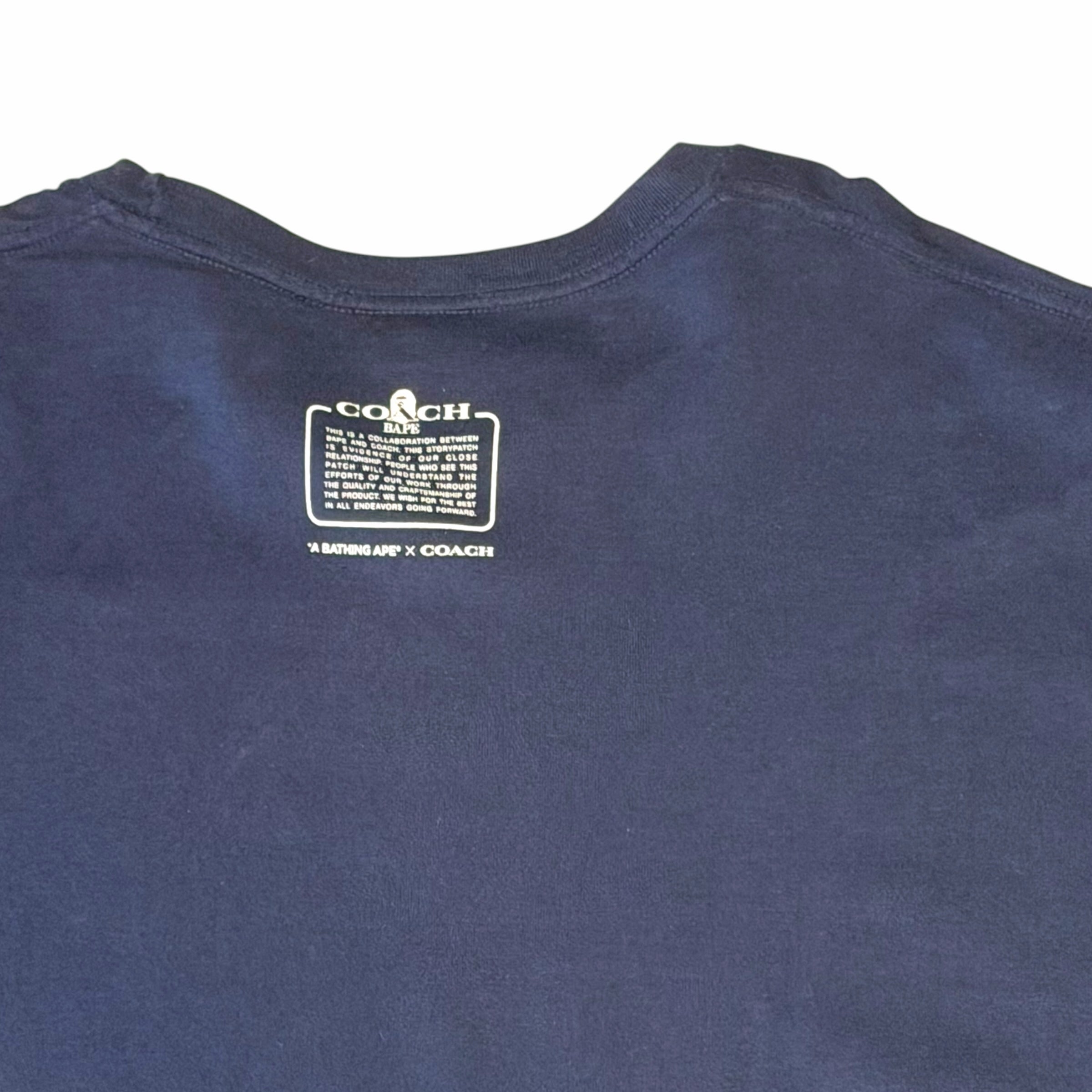 Vangsworld, Inc navy blue A BATHING APE X COACH cotton t-shirt interior neck label detail
