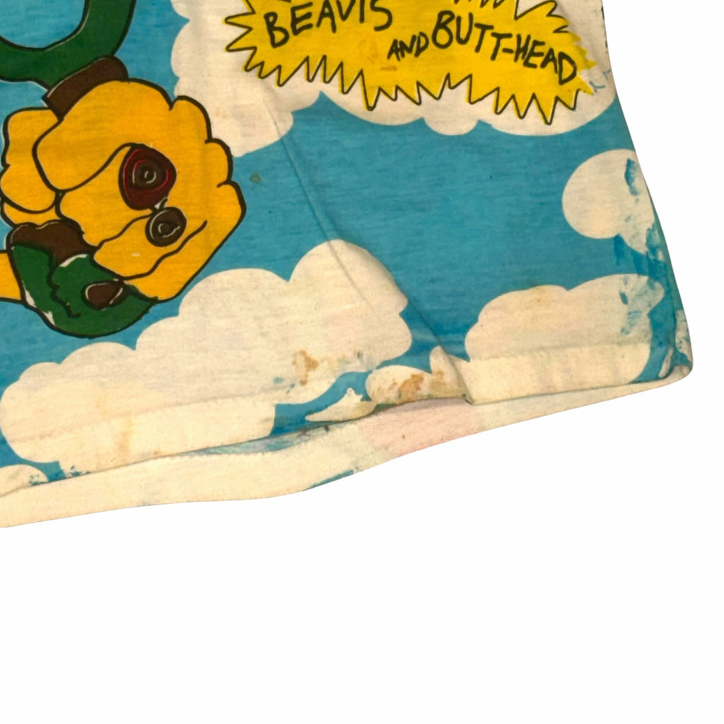 Vangsworld, Inc vintage Beavis and Butt-Head cotton t-shirt with blue sky, clouds, and colorful 90s graphic print.