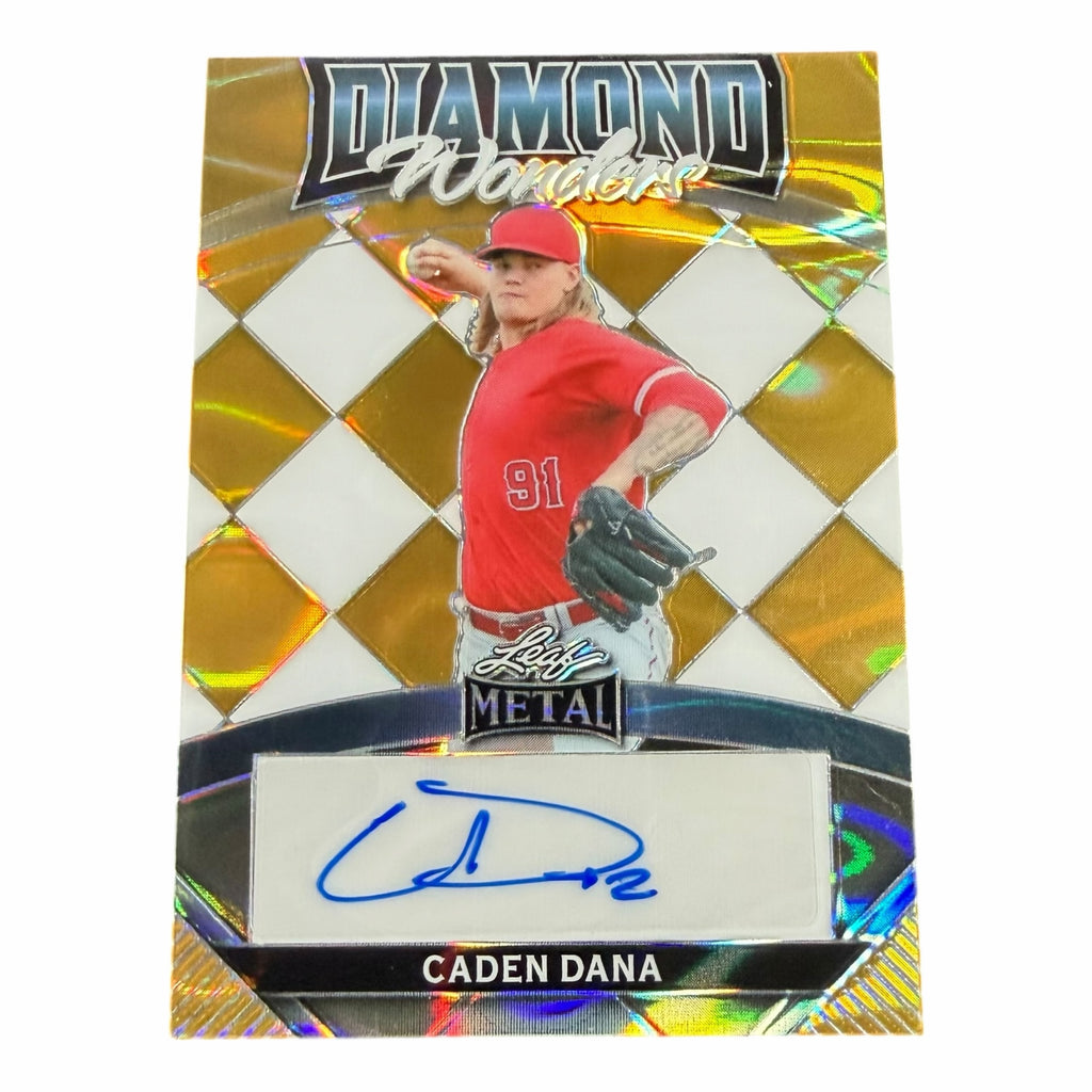 Vangsworld, Inc 2024 Caden Dana Leaf Metal Diamond Wonders 1/1 autographed baseball card with gold diamond pattern