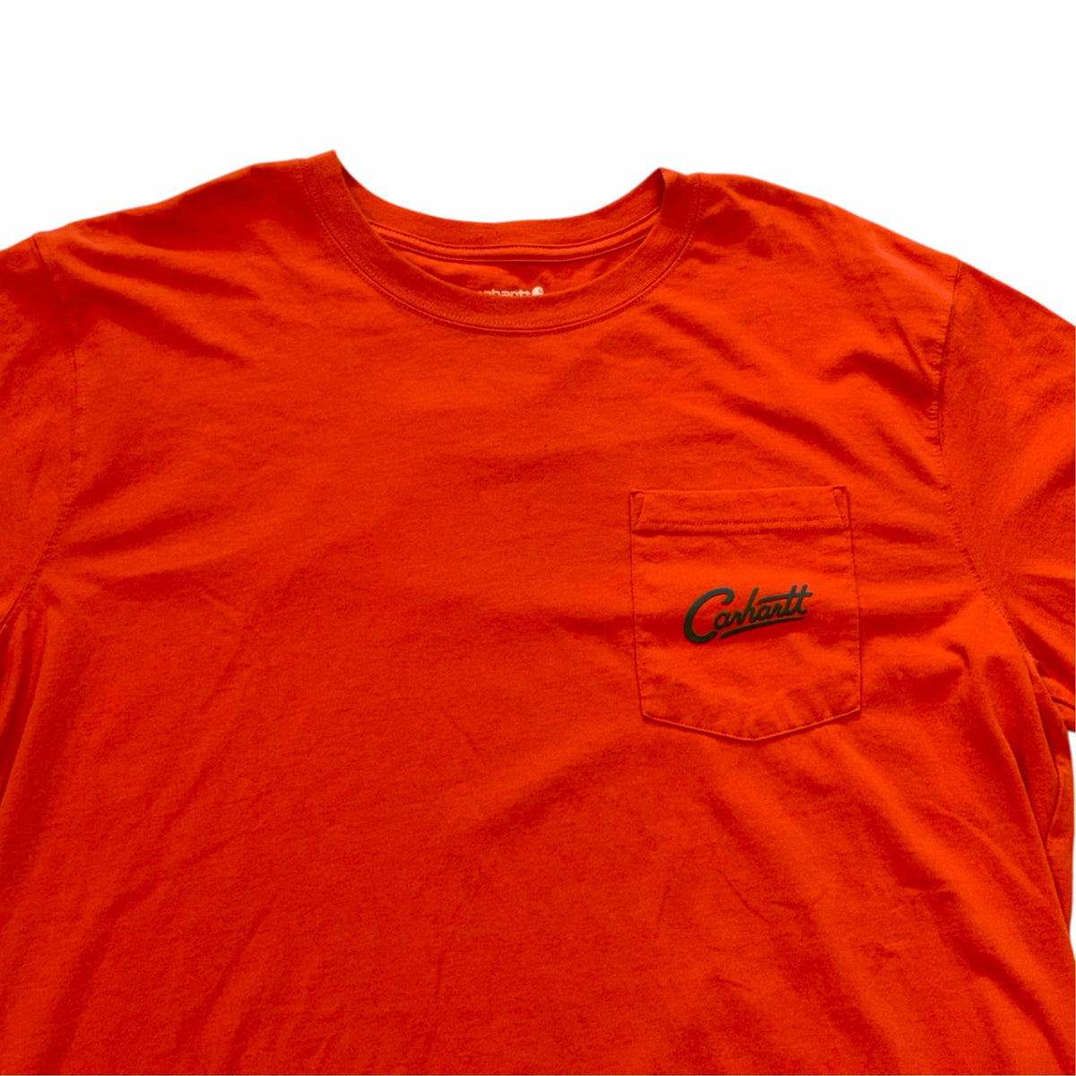Vangsworld, Inc Carhartt orange short sleeve cotton crew neck t-shirt with a chest pocket and black logo detail