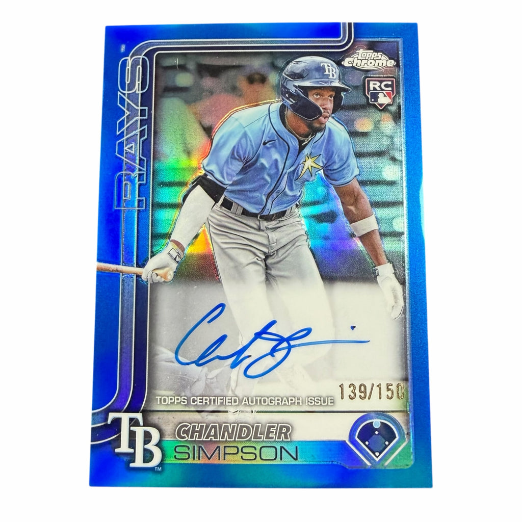 Vangsworld, Inc 2025 Topps Chrome Chandler Simpson rookie autograph baseball card with blue refractor finish