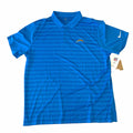 Vangsworld, Inc powder blue Nike Los Angeles Chargers Dri-FIT polo shirt with geometric stripes and team logo.