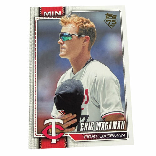 Vangsworld, Inc 2024 Topps Series 2 Eric Wagaman Minnesota Twins baseball trading card with 75th anniversary logo