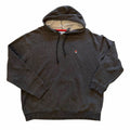 Vangsworld, Inc charcoal grey FILA pullover hoodie with a contrast-lined hood, kangaroo pocket, and logo patch.