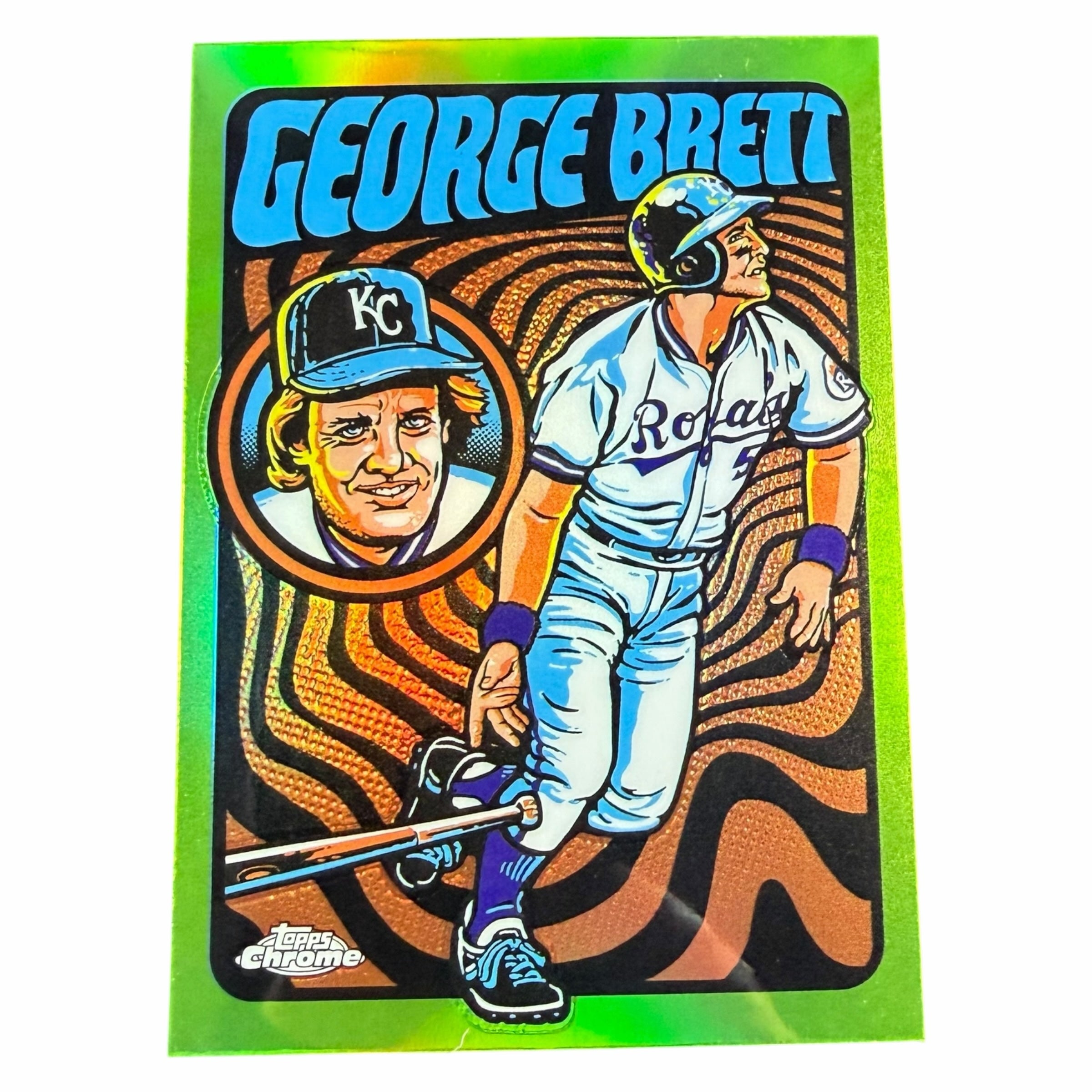 Vangsworld, Inc George Brett Ultra Violet All Stars Topps Chrome baseball card with green holographic finish