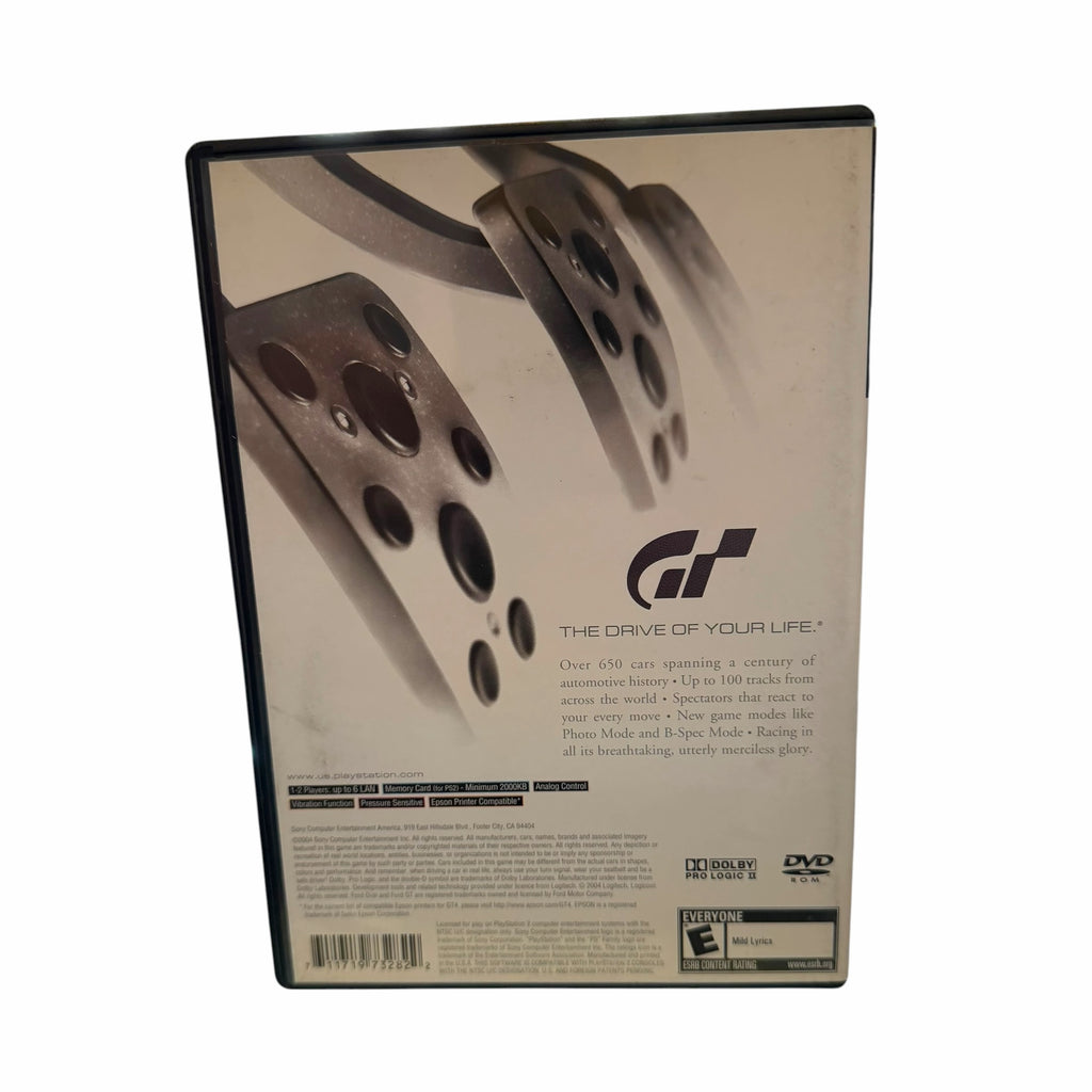 Vangsworld, Inc Gran Turismo 4 PS2 game case back cover featuring racing car detail and game information