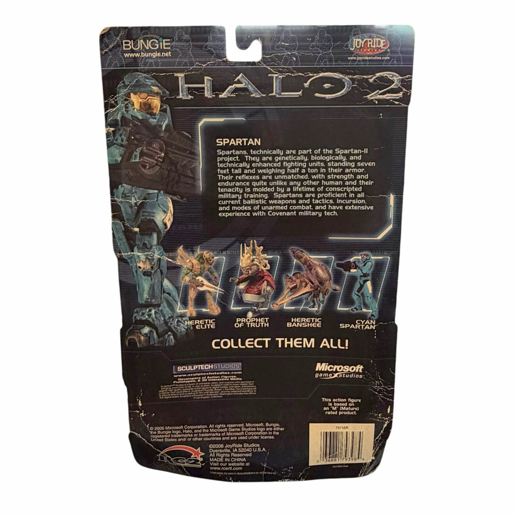 Vangsworld, Inc Halo 2 Spartan action figure packaging back showing character details and collectible series info