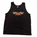 Vangsworld, Inc black Harley-Davidson sleeveless cotton tank top with Ride to Live graphic and flame details