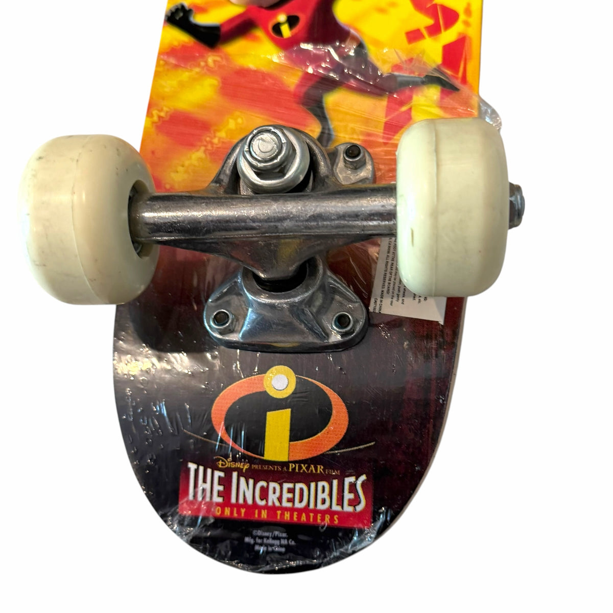 Vangsworld, Inc The Incredibles skateboard featuring a Dash graphic, metal trucks, and white wheels on a wooden deck.