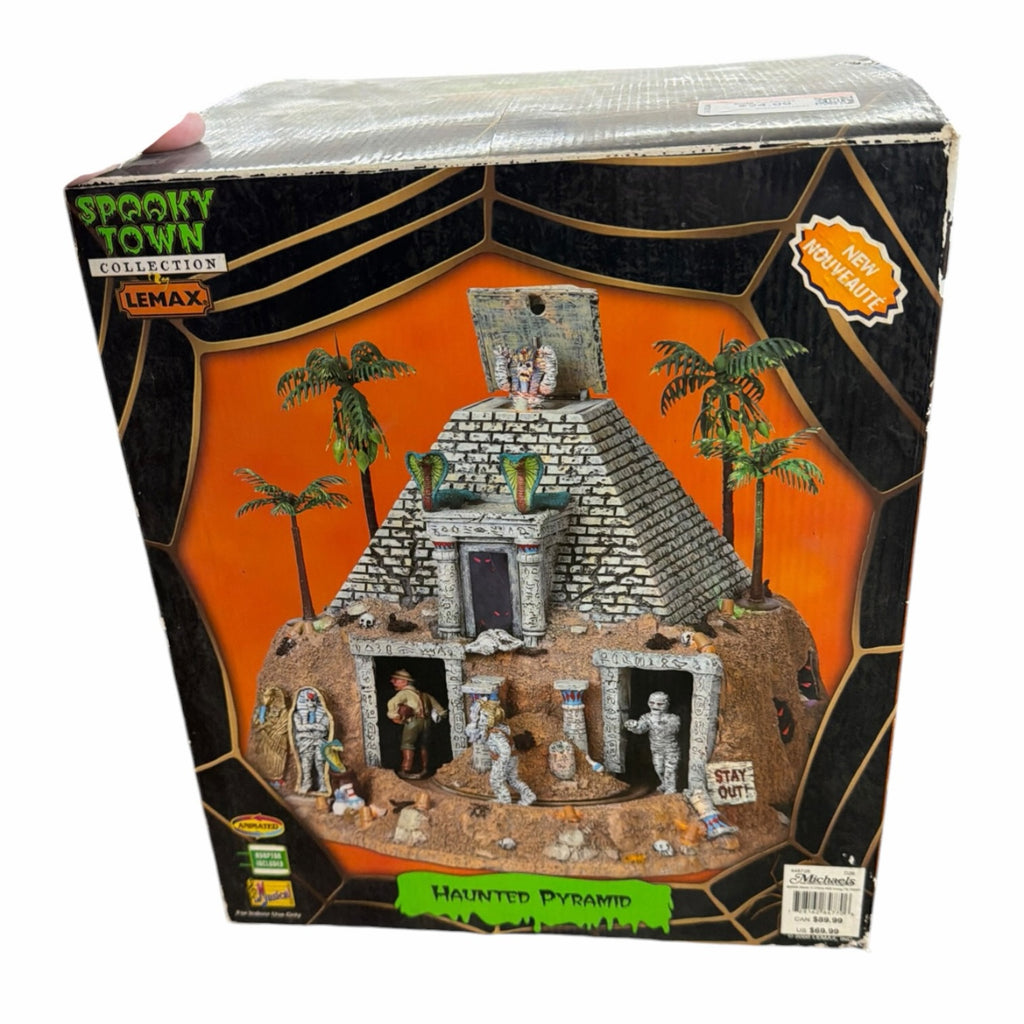 Vangsworld, Inc Lemax Spooky Town Haunted Pyramid Halloween village collectible with mummies and palm trees in box