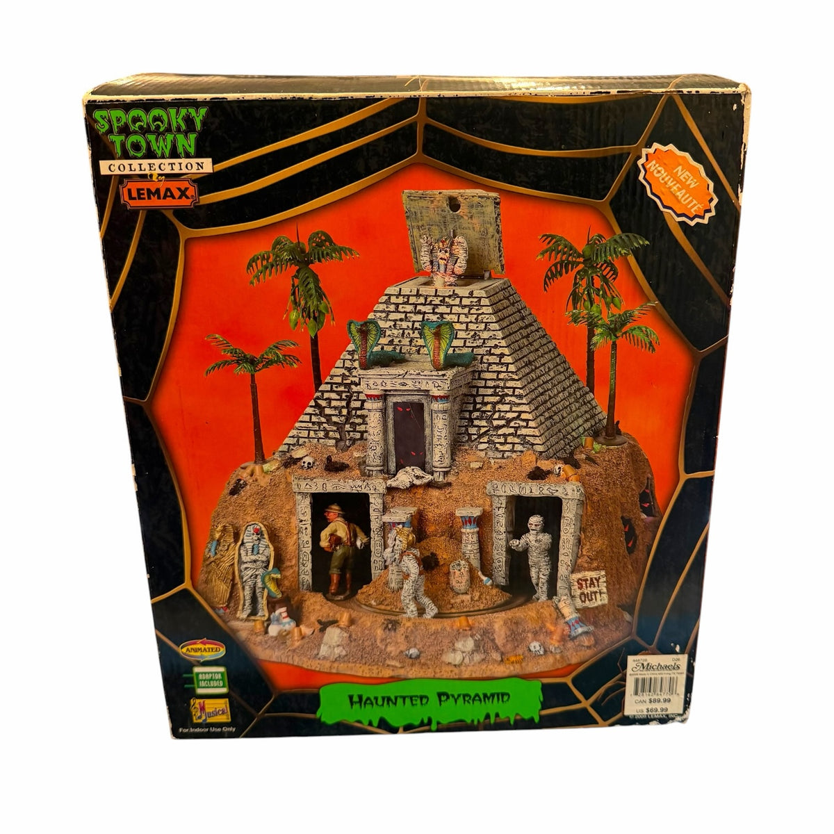 Vangsworld, Inc Lemax Spooky Town Haunted Pyramid Halloween village figurine in original box with mummies and palm trees