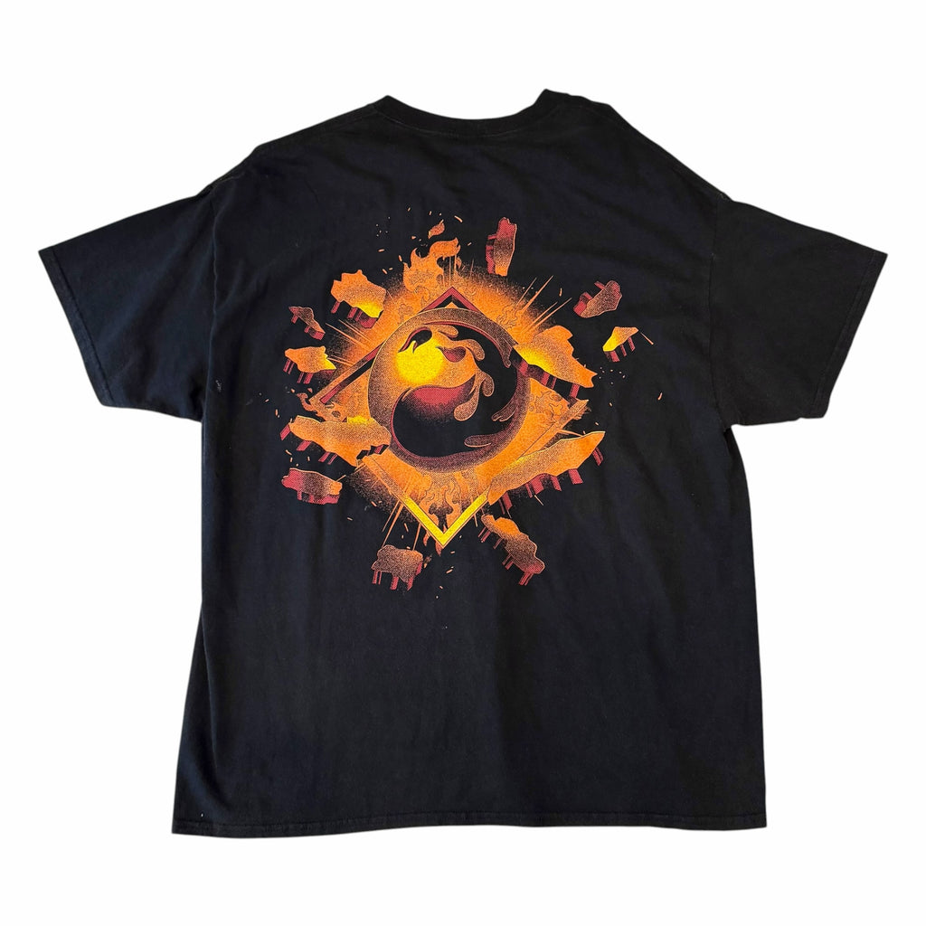 Vangsworld, Inc black cotton t-shirt featuring a bold Magic The Gathering elemental symbol graphic on the back