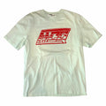 Vangsworld, Inc mint green McQ cotton crewneck t-shirt with a bold red graphic logo print on the chest