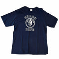 Vangsworld, Inc navy blue A BATHING APE x Coach cotton crewneck t-shirt with white co-branded graphic logo on chest.