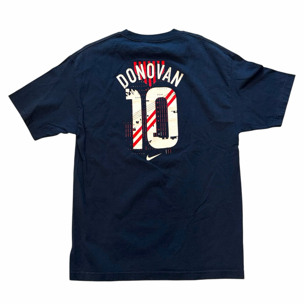 Vangsworld, Inc navy blue Nike USA soccer t-shirt featuring Landon Donovan name and number 10 on the back