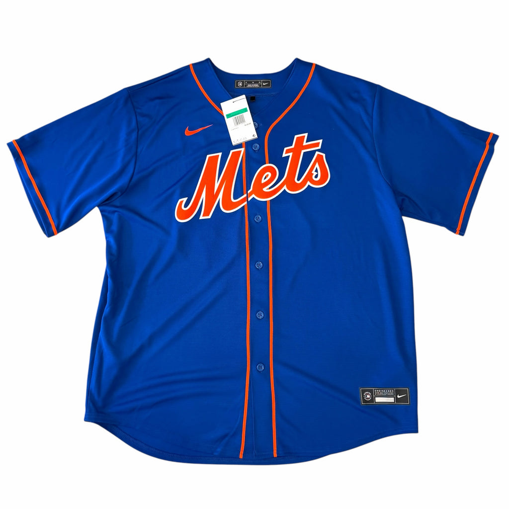 Vangsworld, Inc royal blue and orange New York Mets button-down baseball jersey with Nike logo and jock tag