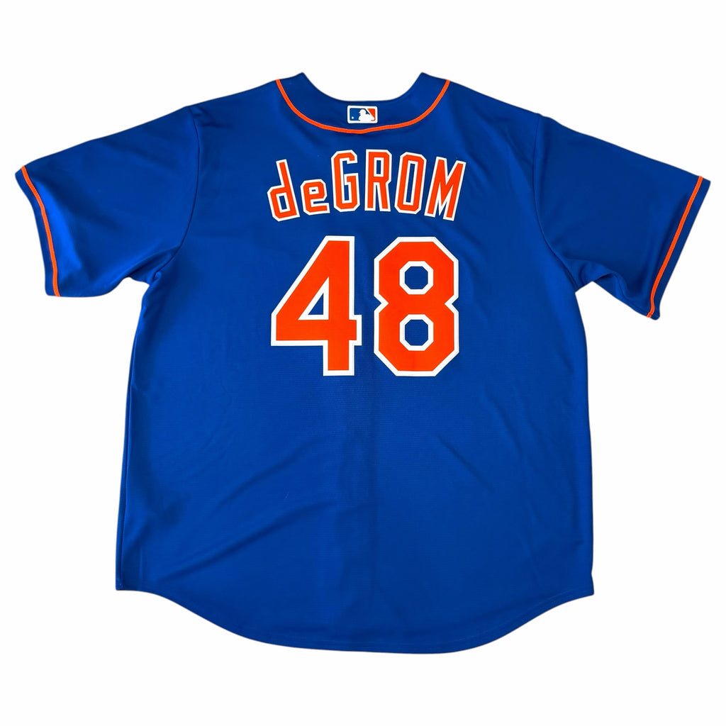 Vangsworld, Inc New York Mets Jacob deGrom jersey in royal blue with orange number 48 and name on the back