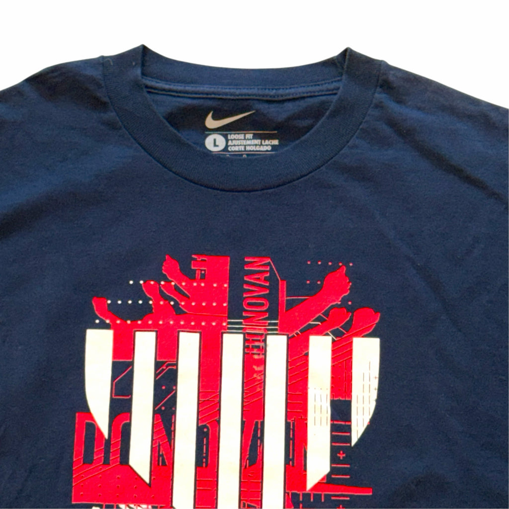 Vangsworld, Inc Nike USA National Team navy blue crewneck t-shirt with red and white Landon Donovan graphic print