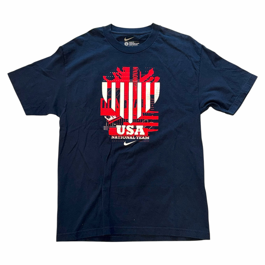 Vangsworld, Inc navy blue Nike USA National Team Landon Donovan graphic t-shirt with red and white front print