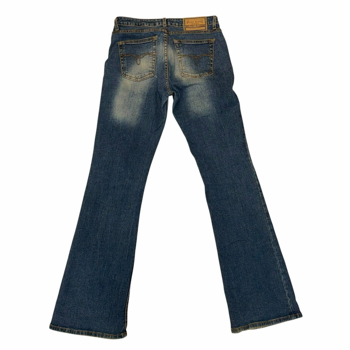 Vangsworld, Inc PARIS BLUES medium-wash bootcut denim jeans with faded detailing and contrast back pocket stitching