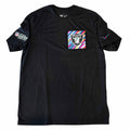 Vangsworld, Inc black Nike Las Vegas Raiders Crucial Catch t-shirt with multi-colored logo patch and NFL sleeve patch.