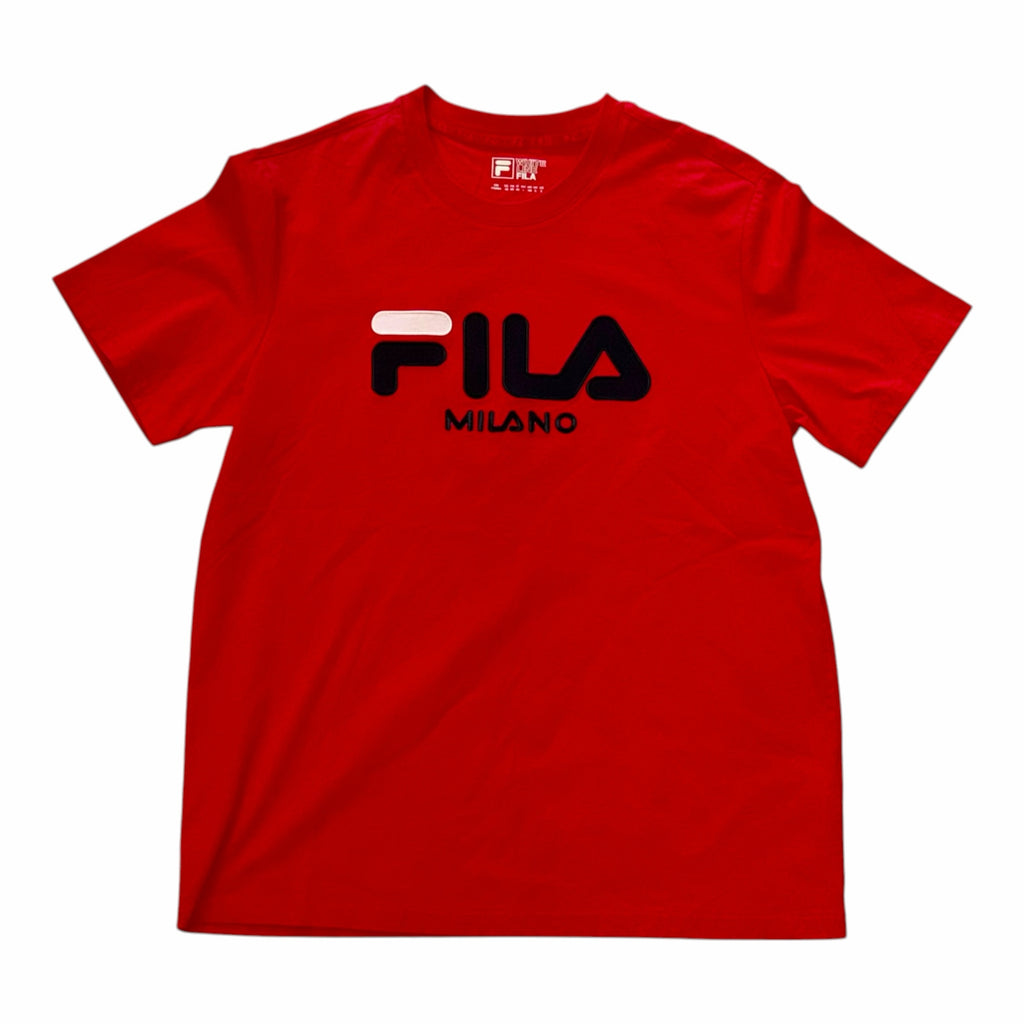 Vangsworld, Inc red FILA Milano graphic crew neck t-shirt with short sleeves and iconic logo print