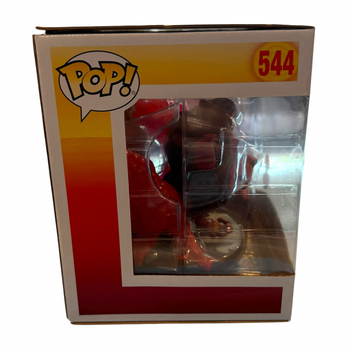 Vangsworld, Inc Funko Pop Deluxe Scar figure from The Lion King in a window display box with translucent red flames