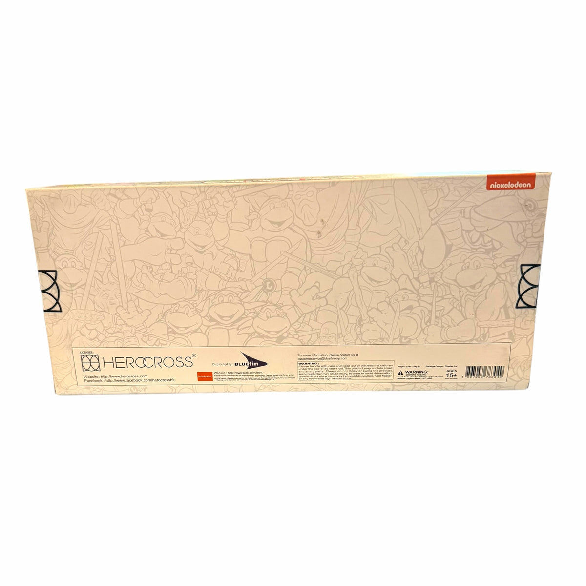 Vangsworld, Inc Teenage Mutant Ninja Turtles HeroCross action figure set packaging back view with line art graphics
