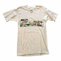 Vangsworld, Inc white cotton crewneck t-shirt featuring a vintage Mad Cow three-panel baseball comic graphic print.